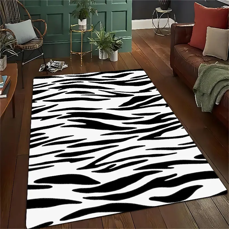 Soft Rabit Fur Rug Printed ( Zebra Print )