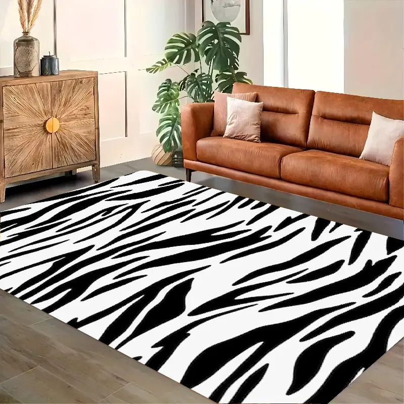 Soft Rabit Fur Rug Printed ( Zebra Print )