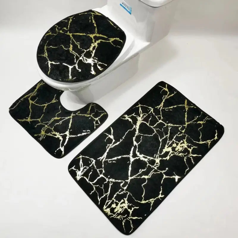 Absorbent Shower Rug with U-Shaped Contour Rug Toilet Lid Cover