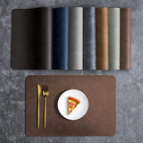 6 Piece Rectangular Shape Leather Place Mat ( Brown )