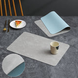 6 Piece Rectangular Shape Leather Place Mat ( Brown )