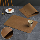 6 Piece Rectangular Shape Leather Place Mat ( black )