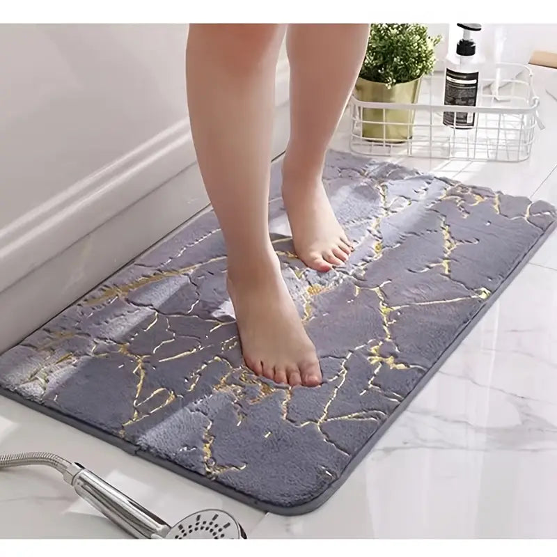 Absorbent Shower Rug with U-Shaped Contour Rug Toilet Lid Cover