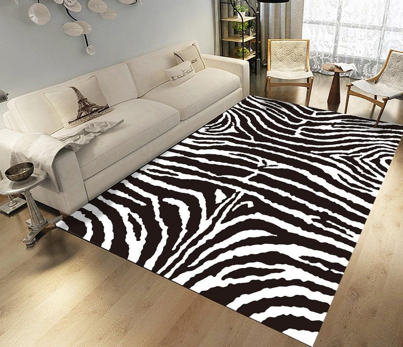 Soft Rabit Fur Rug Printed ( Zebra Print )