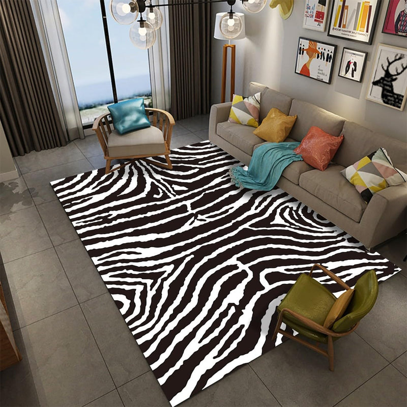 Soft Rabit Fur Rug Printed ( Zebra Print )