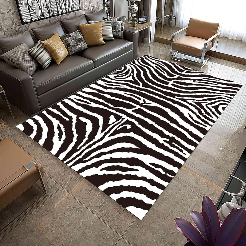 Soft Rabit Fur Rug Printed ( Zebra Print )