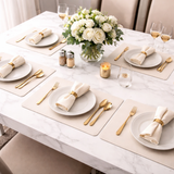 6 Piece Rectangular Shape Leather Place Mat ( Beige )