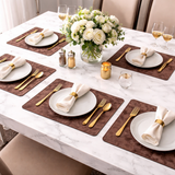 6 Piece Rectangular Shape Leather Place Mat ( Chocolate Brown )