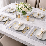 6 Piece Rectangular Shape Leather Place Mat ( Gray )